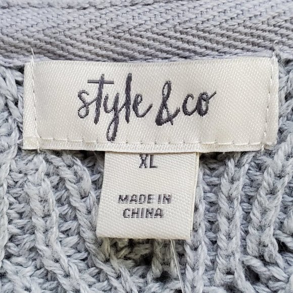 Style & Co Gray Crochet Look V-Neck Knit Pullover Sweater NEW NWT Size XL - Picture 9 of 11